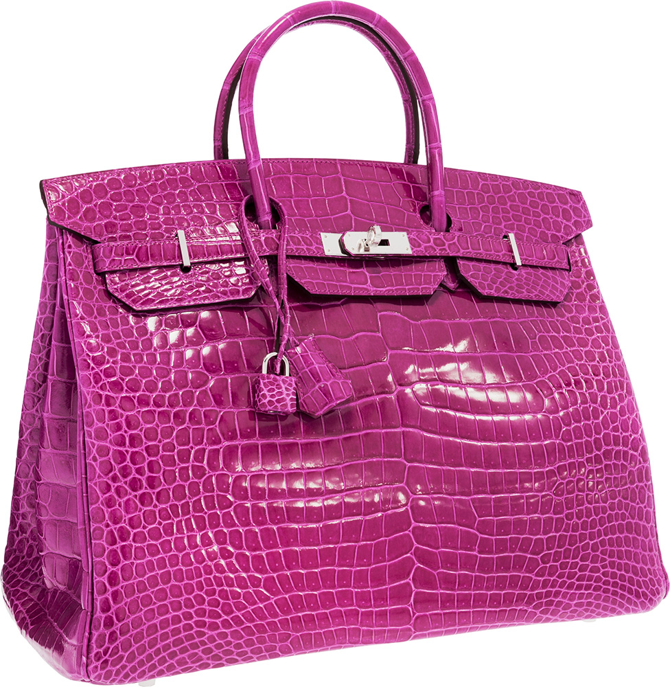 Hermes 40cm Shiny Rose Scheherazade Porosus Crocodile Birkin Bag