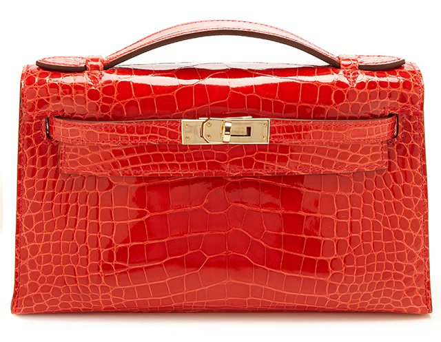 Hermes Shiny Geranium Alligator Kelly Pochette