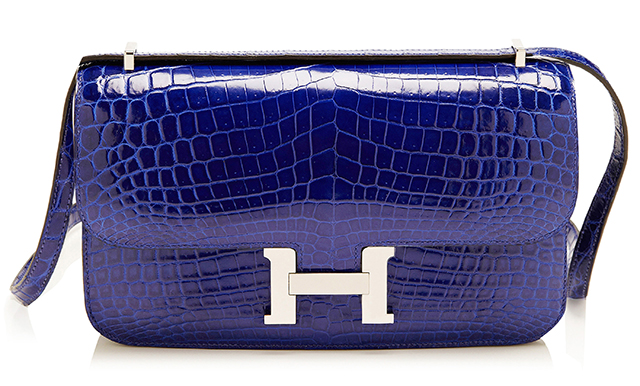 Hermes Shiny Electric Blue Nilo Crocodile Constance Elan