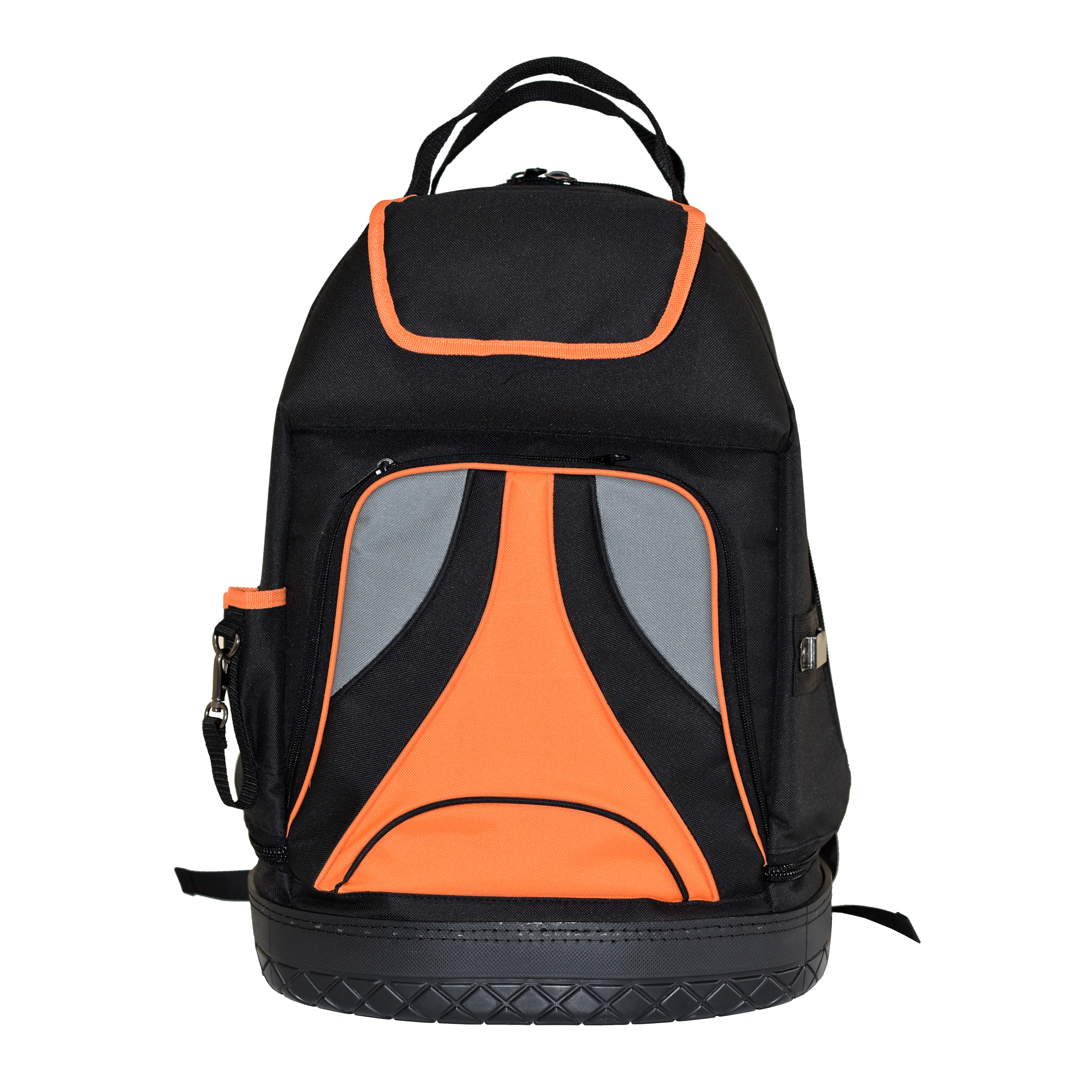 Hard molded front pocket tool bag