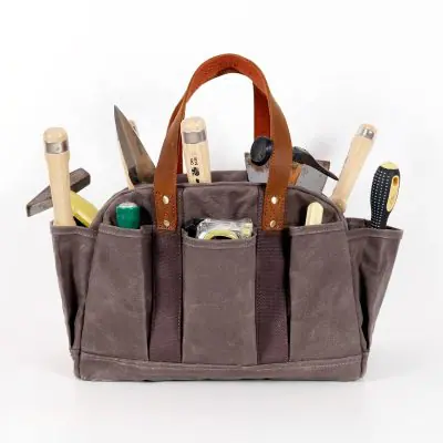 Waxed Canvas Tool Tote Bag