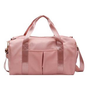 pink leather travel bag