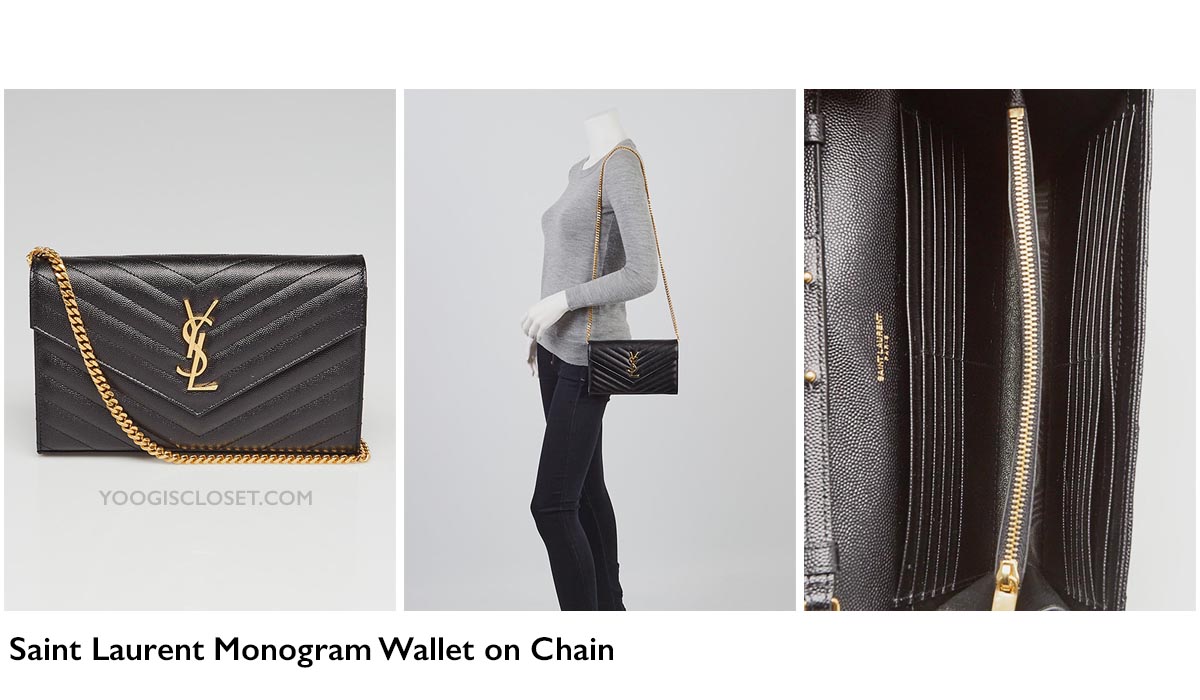 Yves Saint Laurent Monogram Chain Wallet WOC Review | Junyuan's Closet Authenticated Pre-Owned Luxury yoogiscloset.com