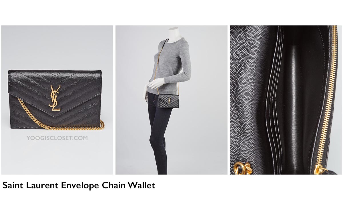 Yves Saint Laurent Envelope Chain Wallet WOC Review | Junyuan's Closet Authenticated Pre-Owned Luxury yoogiscloset.com