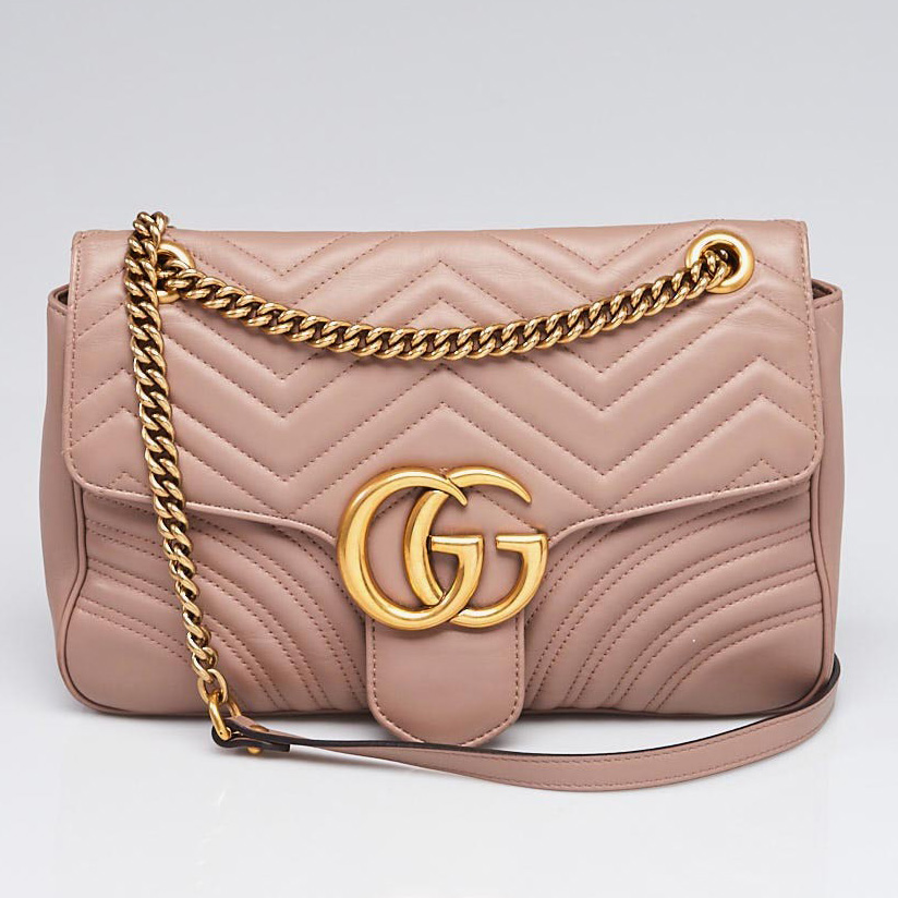 Gucci Nude Marmont Flap Bag | Junyuan's Closet Authenticated Pre-Owned Luxury yoogiscloset.com