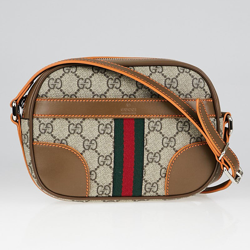 Gucci GG Supreme Monogram Coated Canvas Web Detailing Crossbody Bag | Junyuan's Closet Authenticated Pre-Owned Luxury yoogiscloset.com