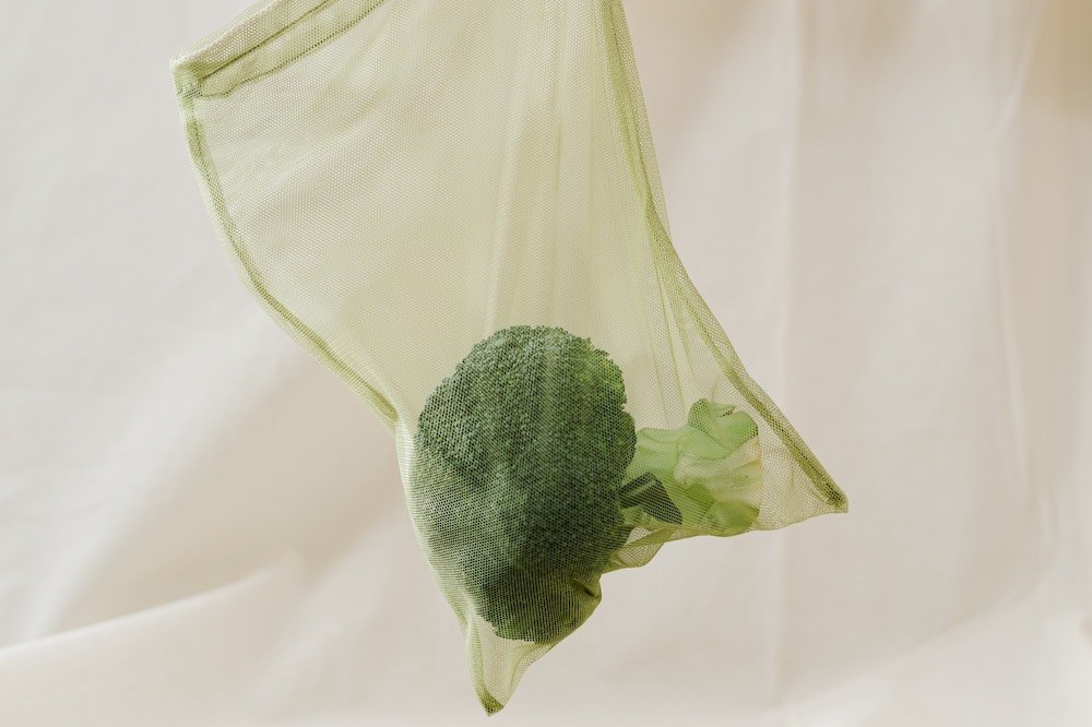 Broccoli in a reusable produce bag - Best reusable produce bags