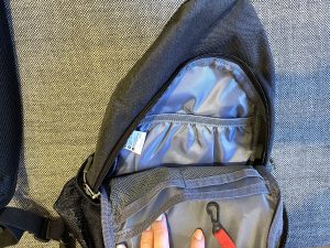 The main compartment of the Waterfly Mini sling bag