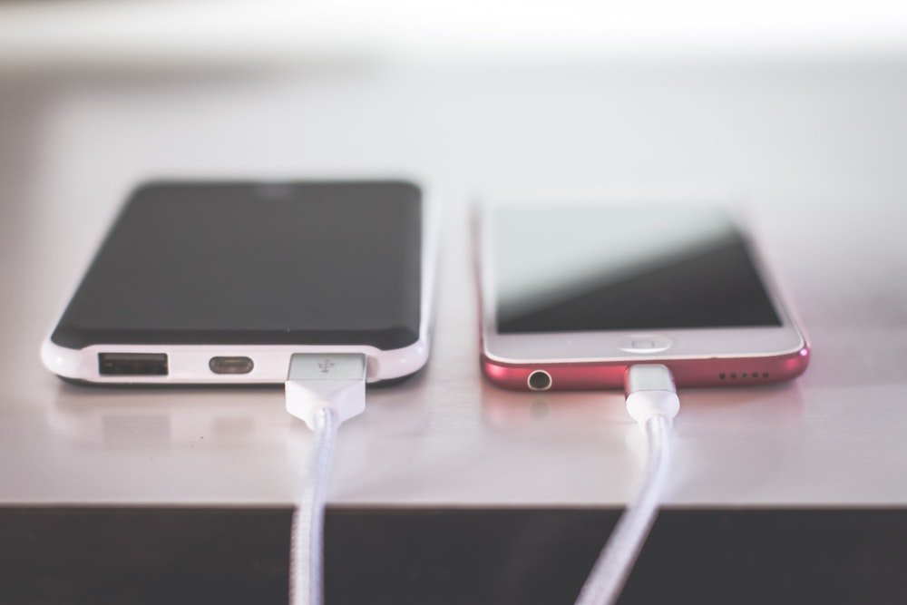 Smartphones on a table