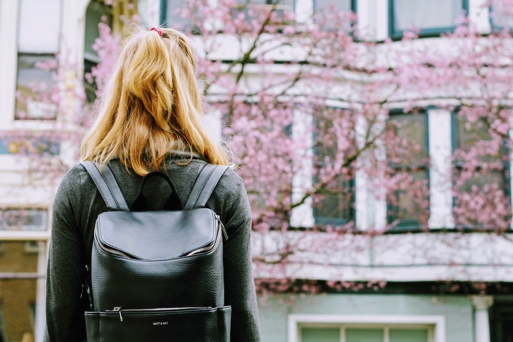 A woman and a sakura tree