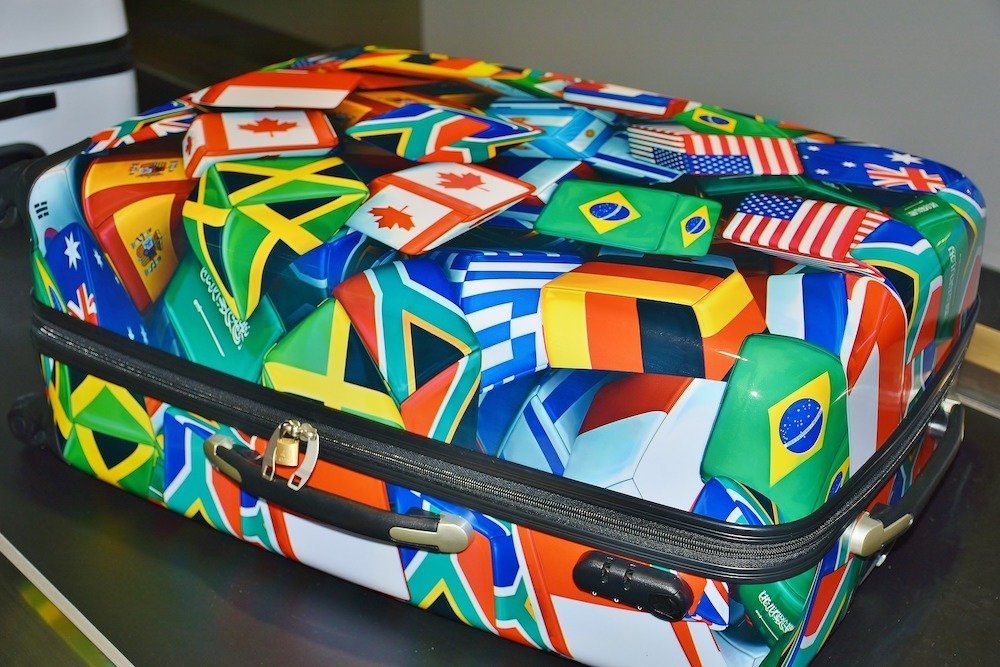 A colorful suitcase
