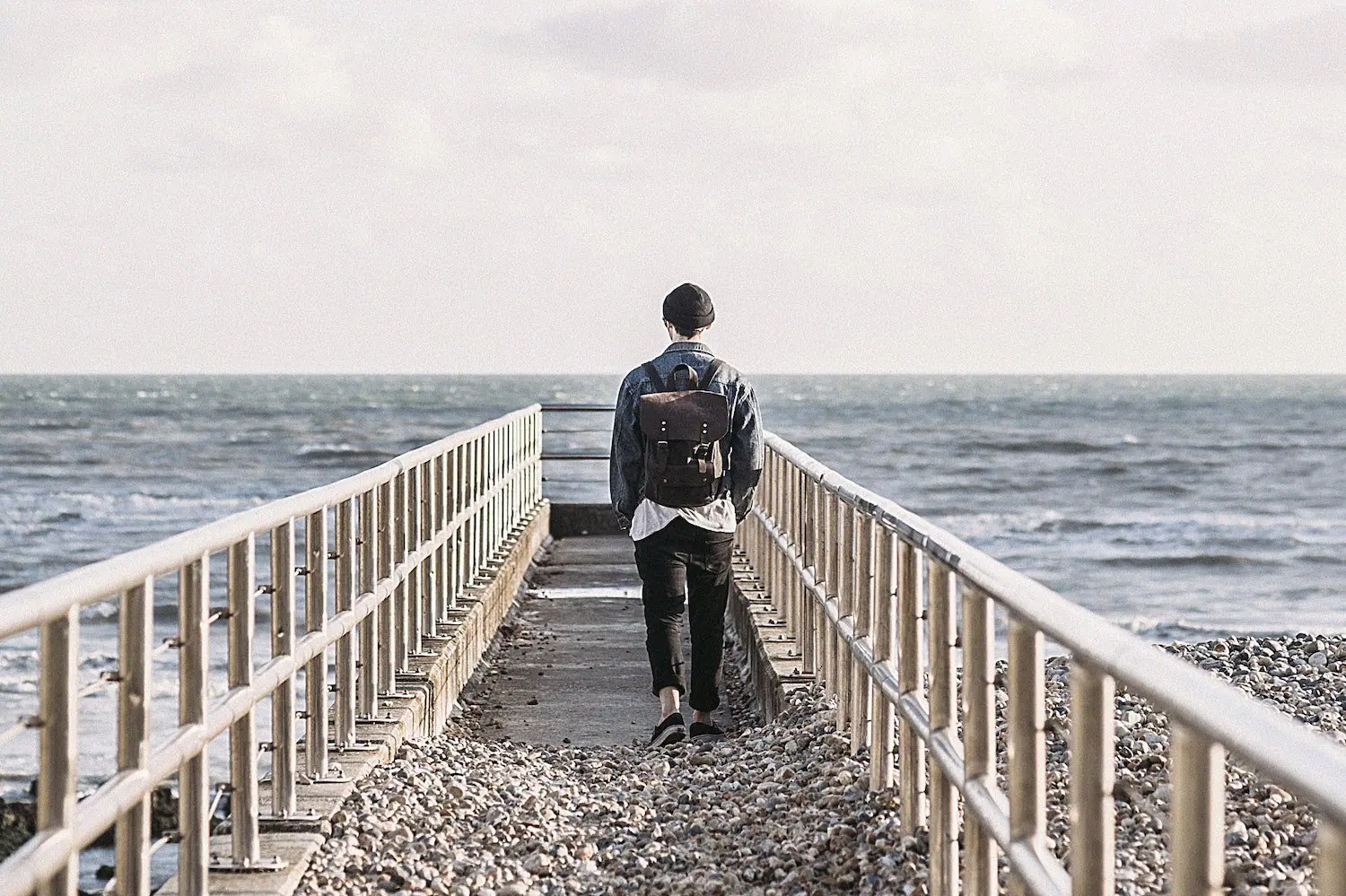 A man with a backpack