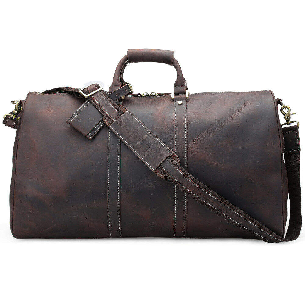 Leather Weekender Duffel Bag