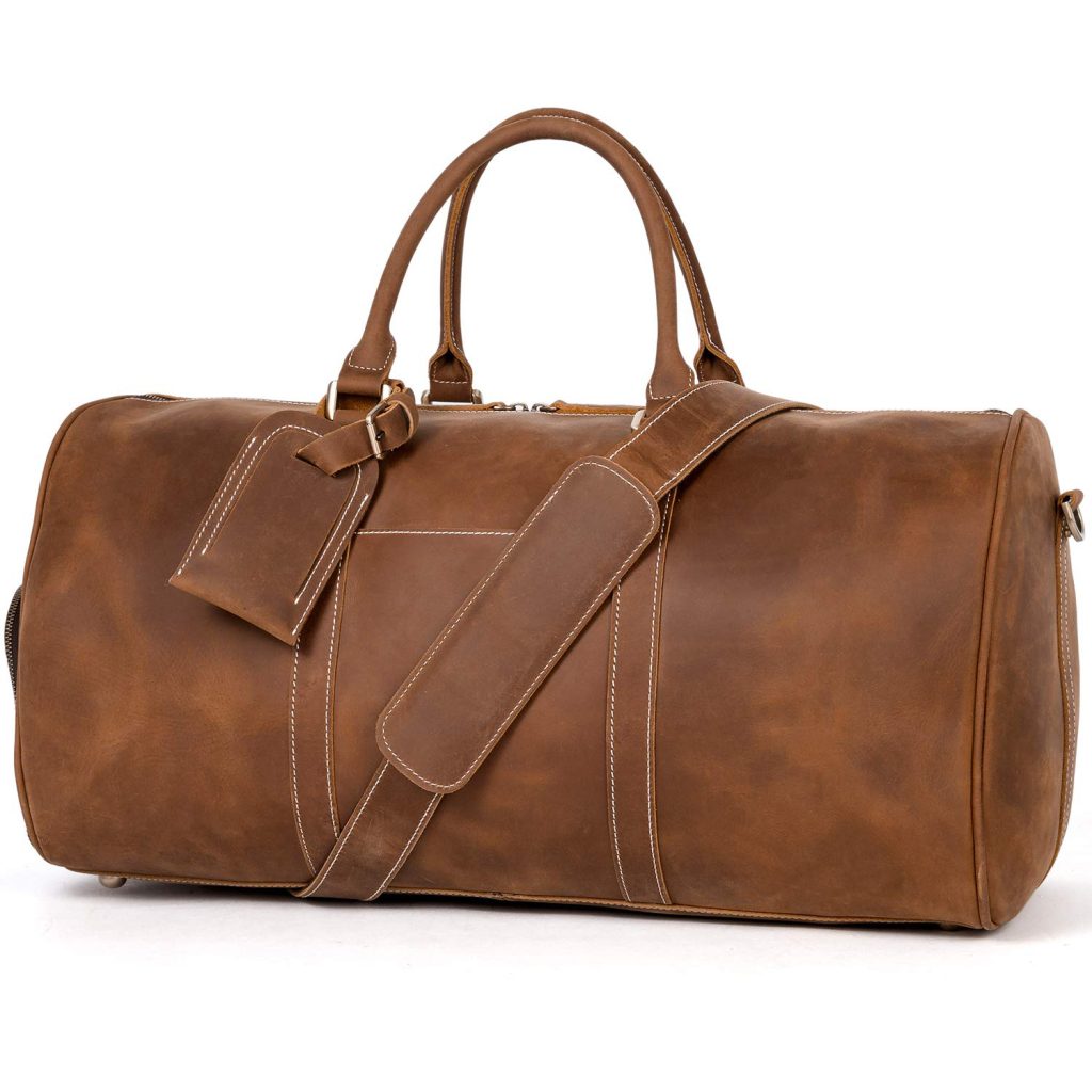 leather carry on duffel bag
