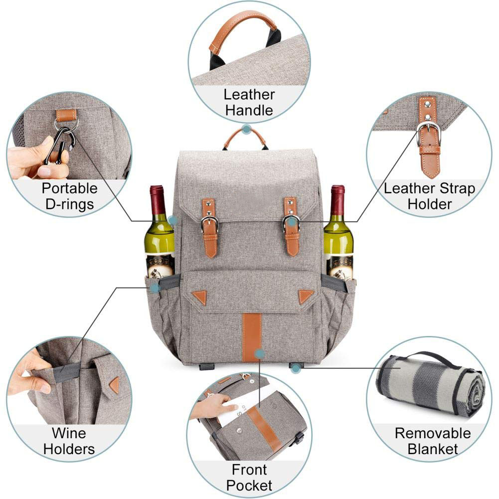 Picnic Backpack For 4 With Blanket