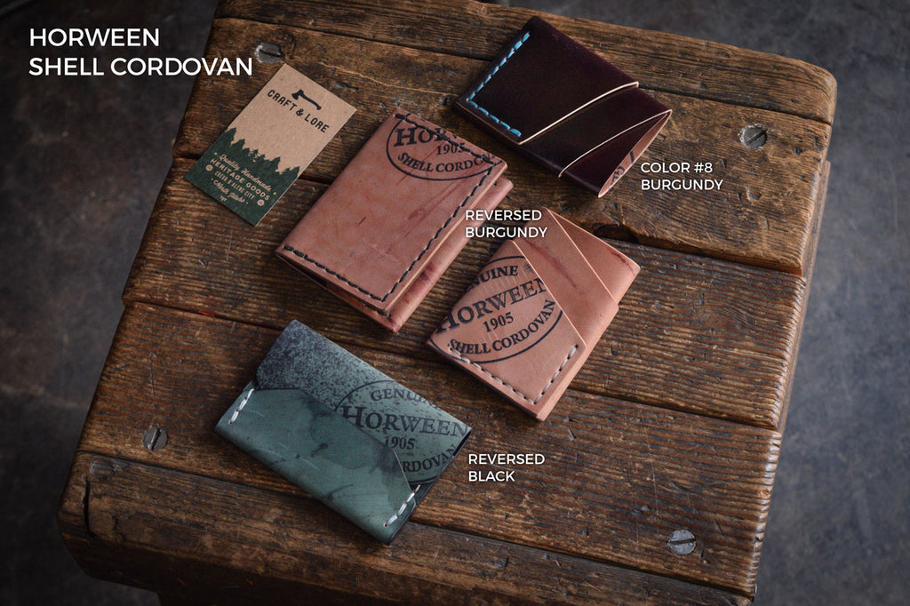 Horween Shell Cordovan Wallets, Reversed Patina Handmade Quality Heritage Heirloom Minimal Card Unique Alternative