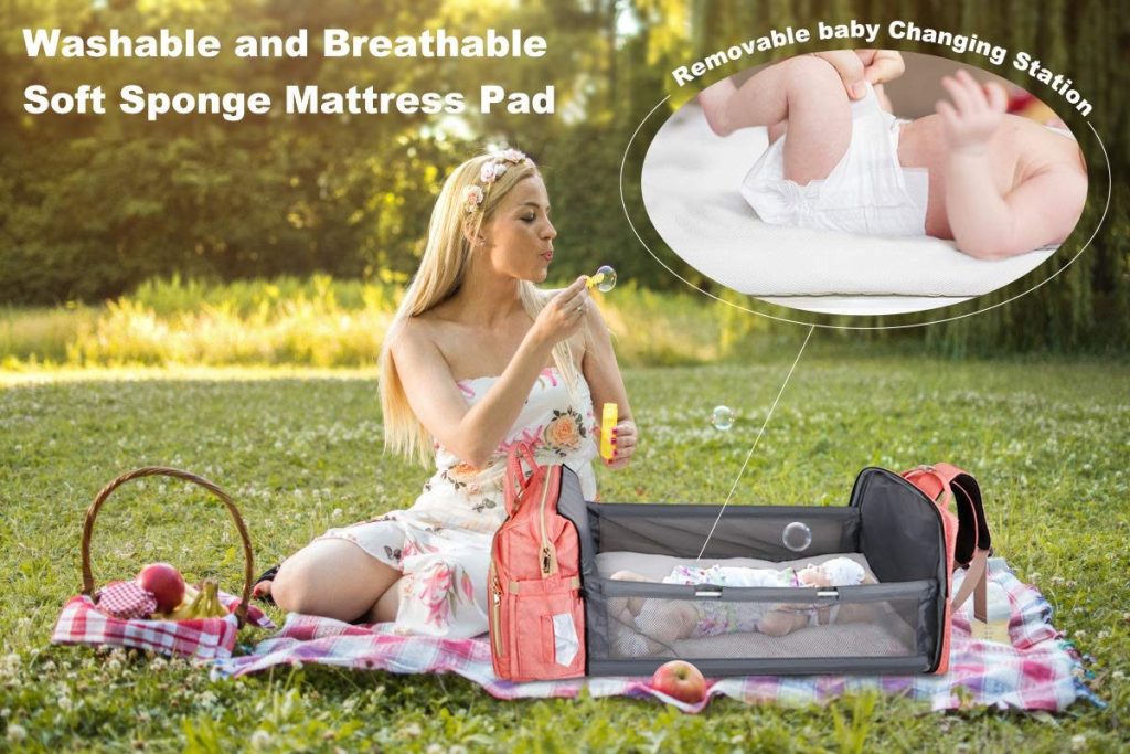 Diaper Bag Backpack With Travel Bassinet