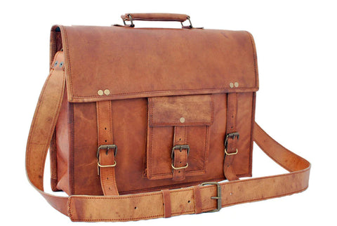 Brown Leather Satchel 15"