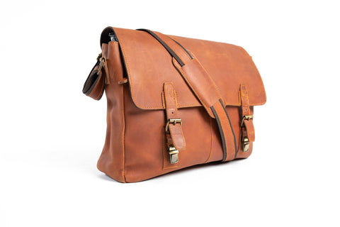 Light Brown Leather Messenger Bag