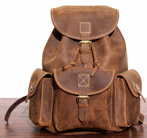 Leather Laptop Brown Backpack