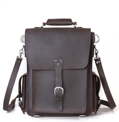 Hard Leather Saddle Backpack
