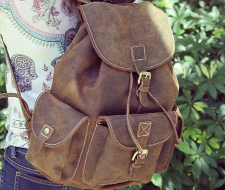 Antique Leather Backpack Women