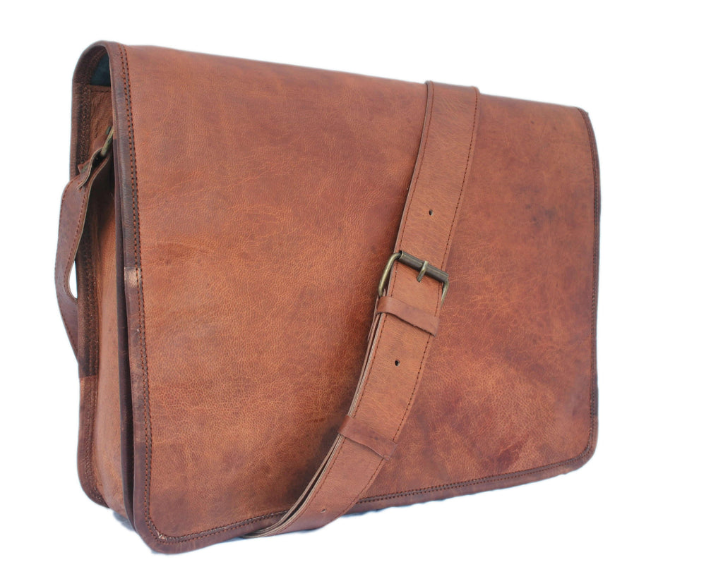 Vintage Brown Leather Messenger Bag