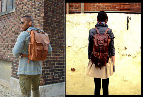 Leather College Backpacks