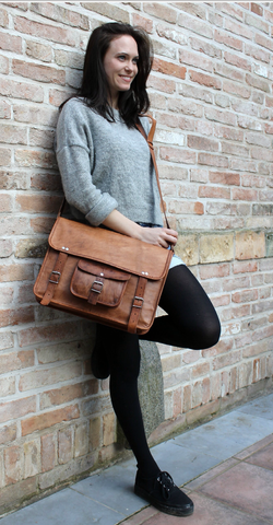 Plain Brown Leather Briefcase
