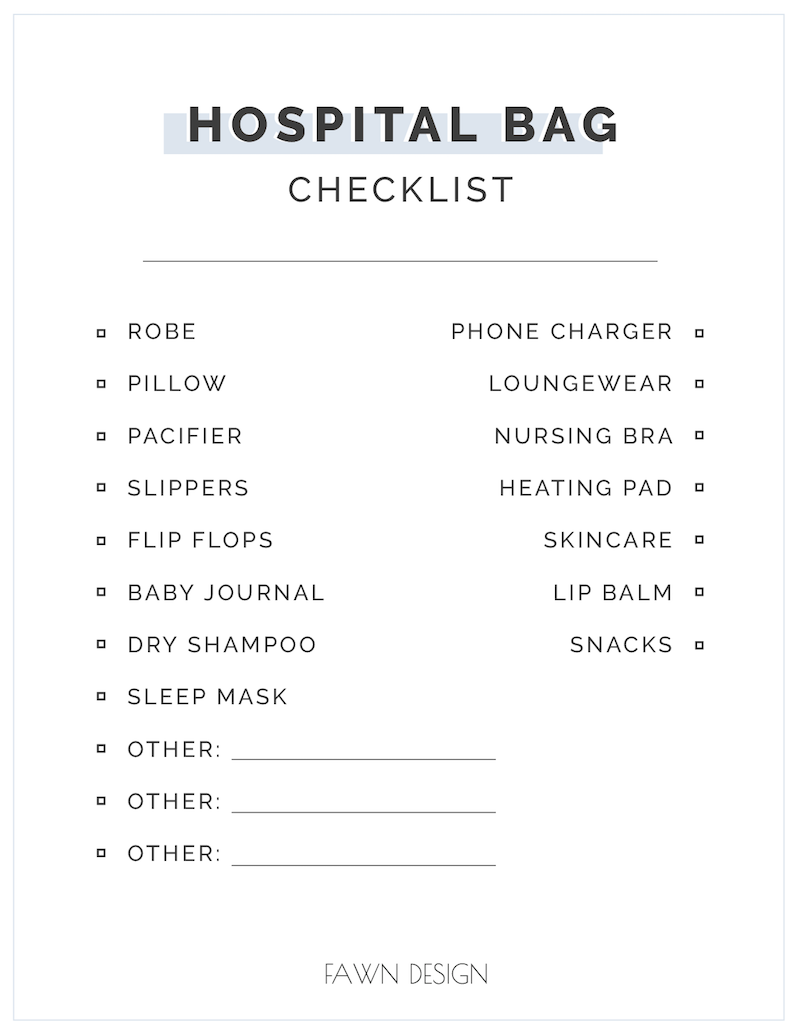 Junyuan Bags
 Printable Hospital Bag Checklist 