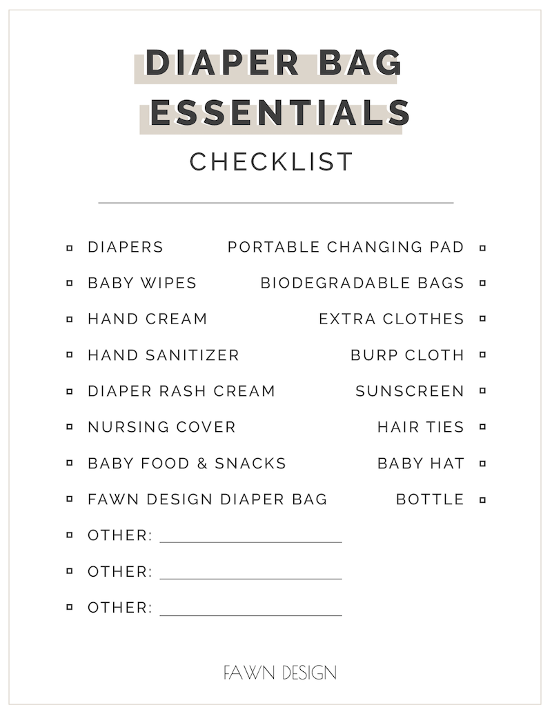 Junyuan Bags
 Printable Diaper Bag Essentials Checklist 