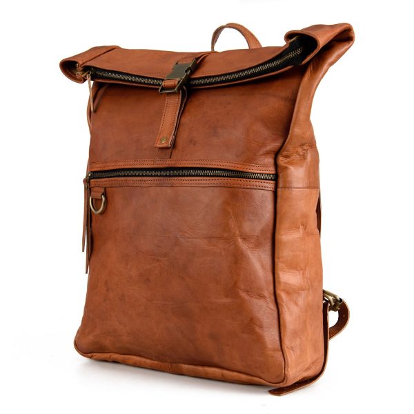 leather rolltop backpack