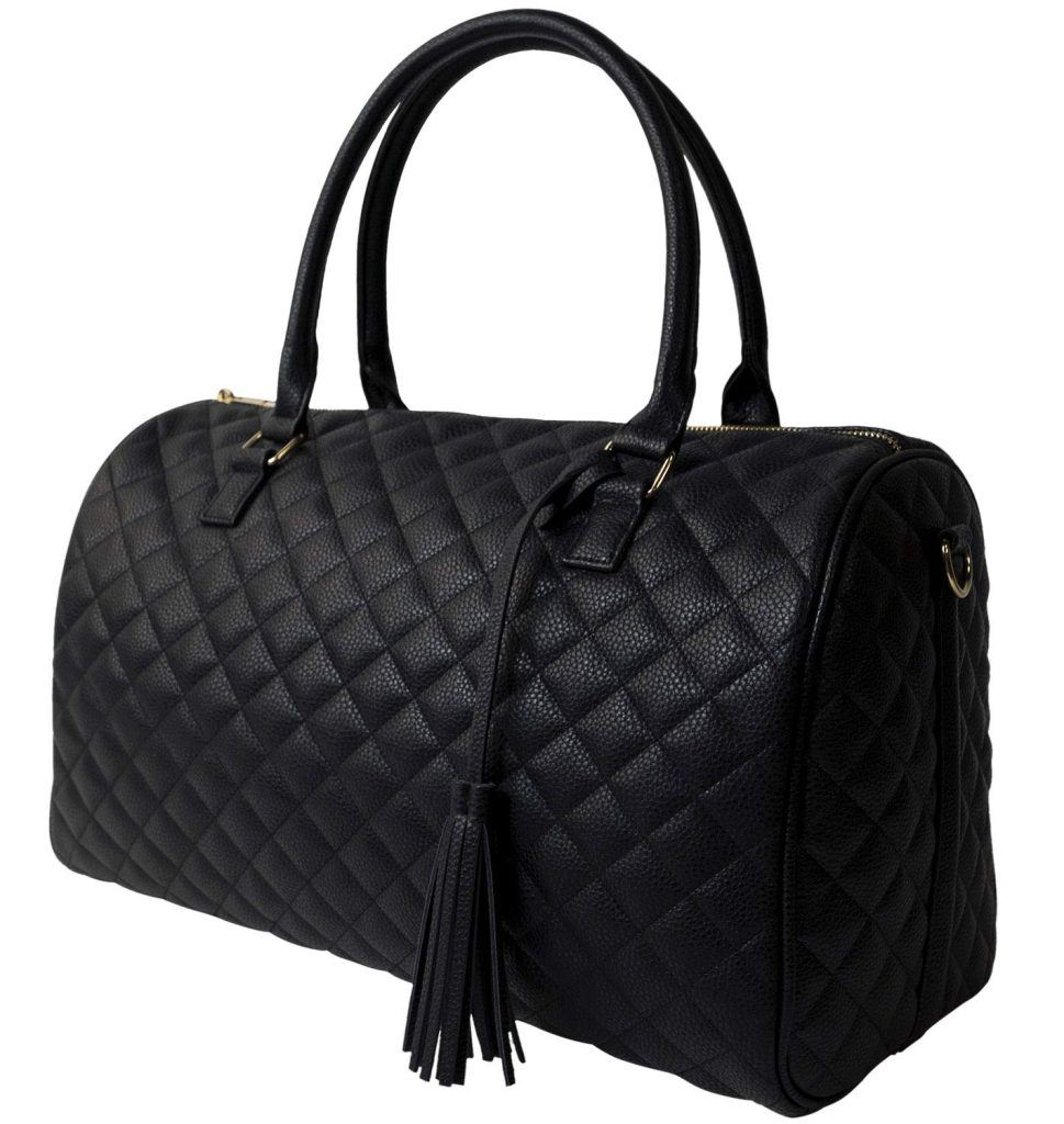 black leather quilted bag