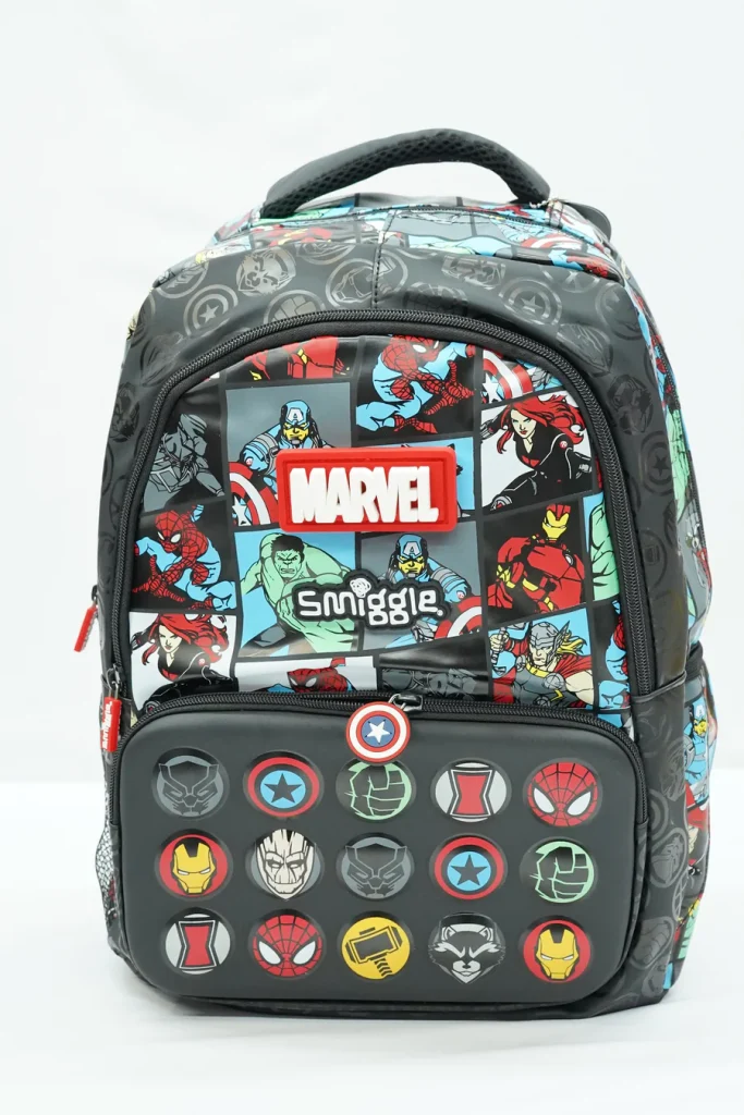 Custom Marvel School Backpack Front View with Spider-Man Design
