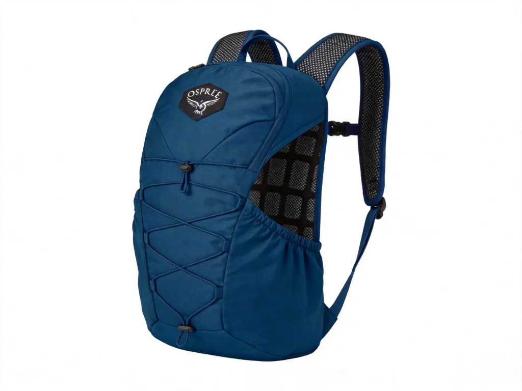 Osprey Daylite Plus backpack with adjustable sternum strap and safety whistle