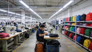 Custom backpack manufacturing factory in China with industrial sewing lines