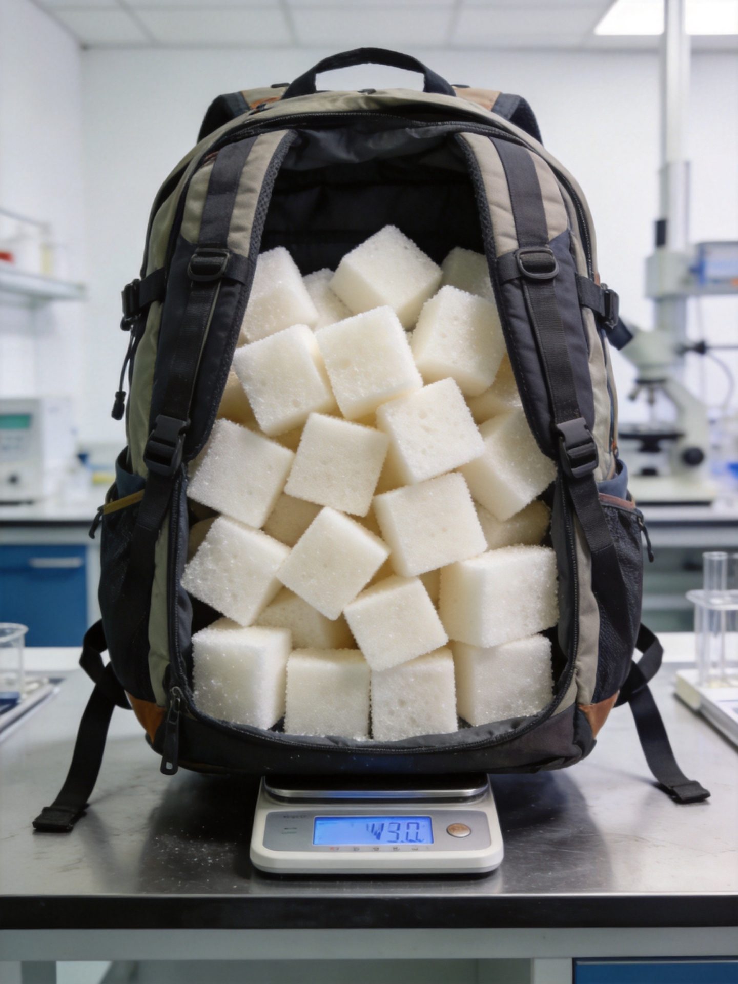 Factory capacity testing with standardized foam blocks and digital scale measurement