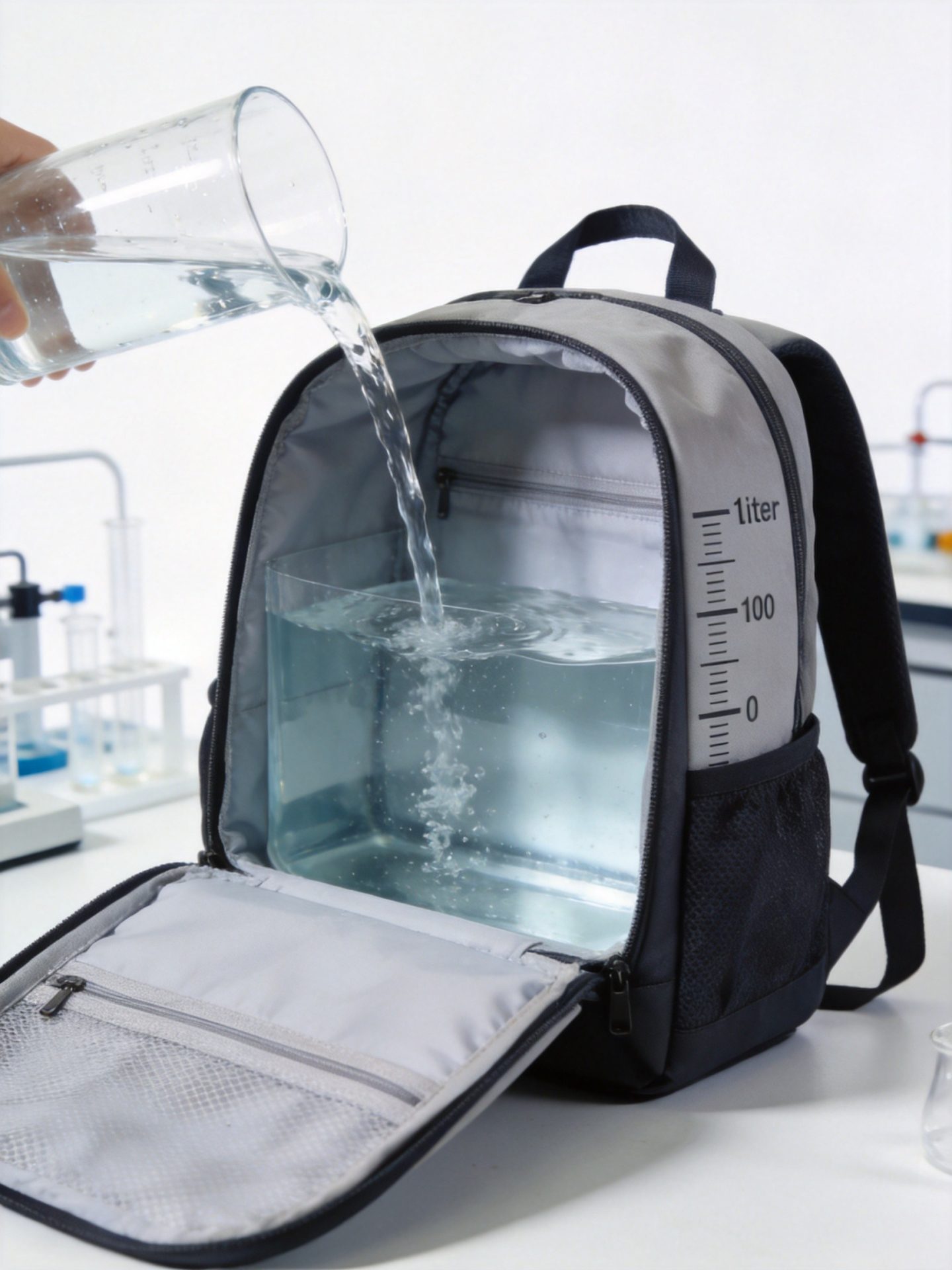 Bag capacity measurement process using standardized filling method in factory QC lab