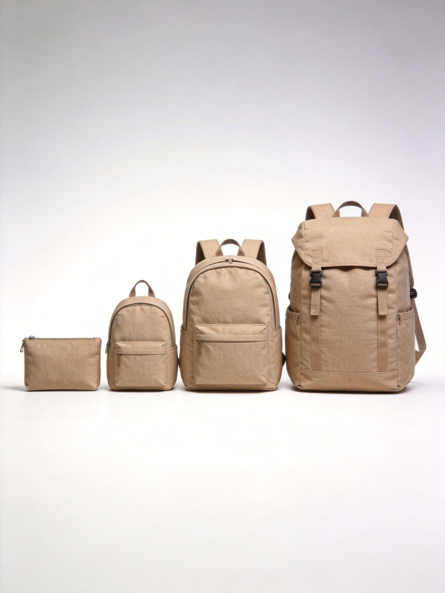 Bag capacity range display showing different sizes from small to large for product planning reference