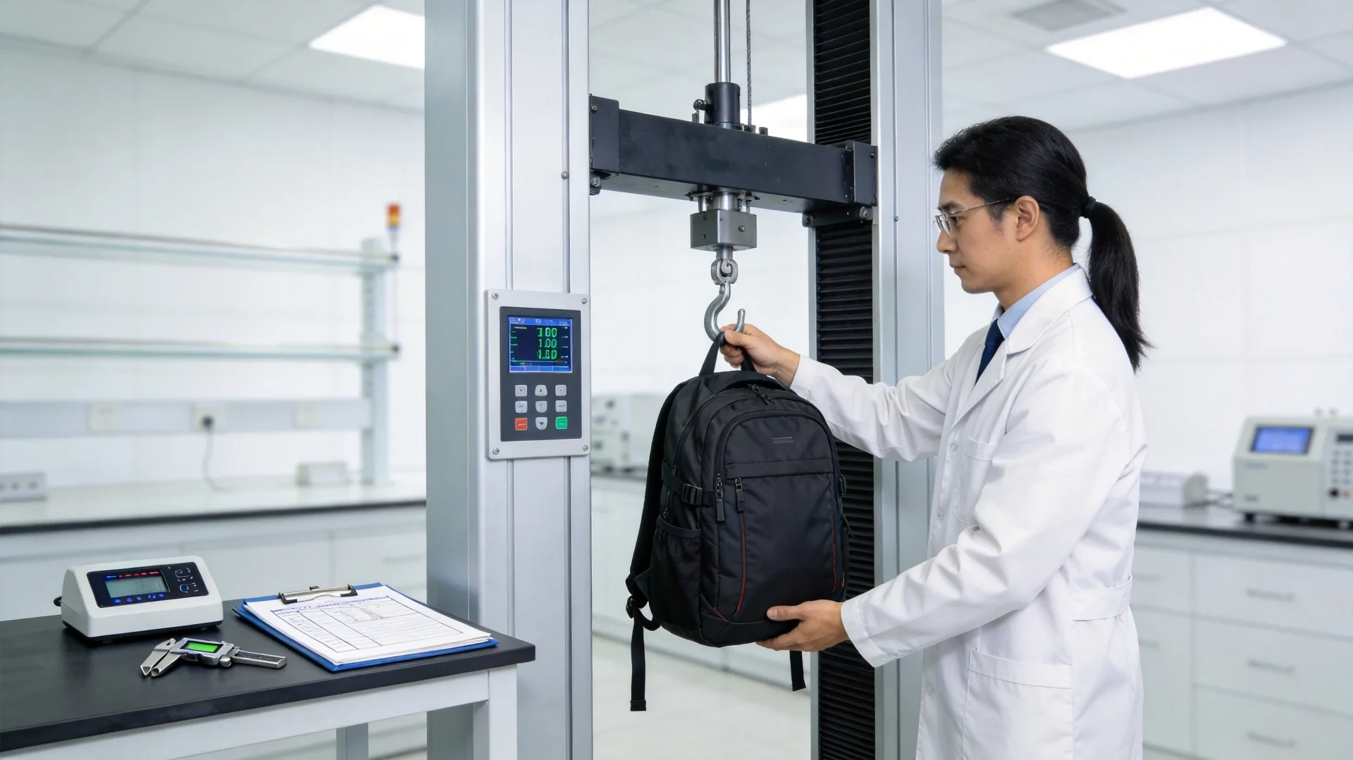 Quality control testing laboratory for bag sample development