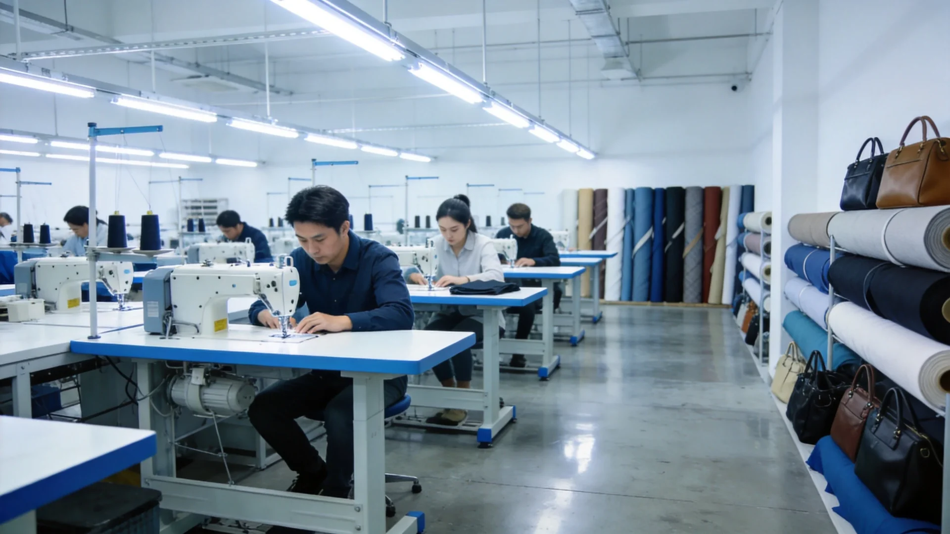 Bag sample development workshop with professional manufacturing equipment