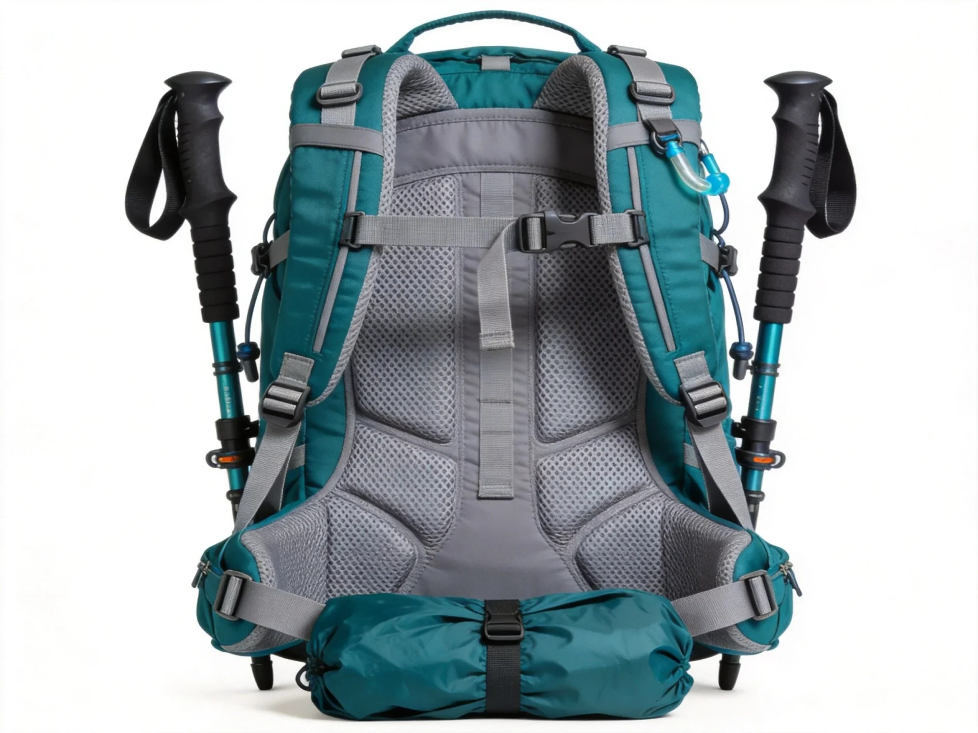 REI Co-op teal outdoor daypack with ventilated mesh back and hydration compatibility