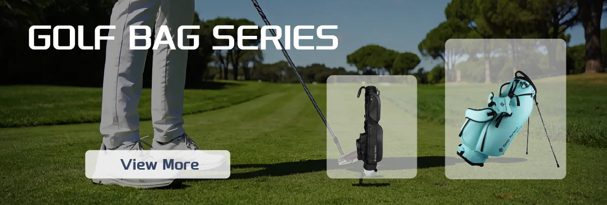 Custom golf bag manufacturing in China - JUNYUAN BAGS golf bag series featuring stand bags, cart bags, and travel covers