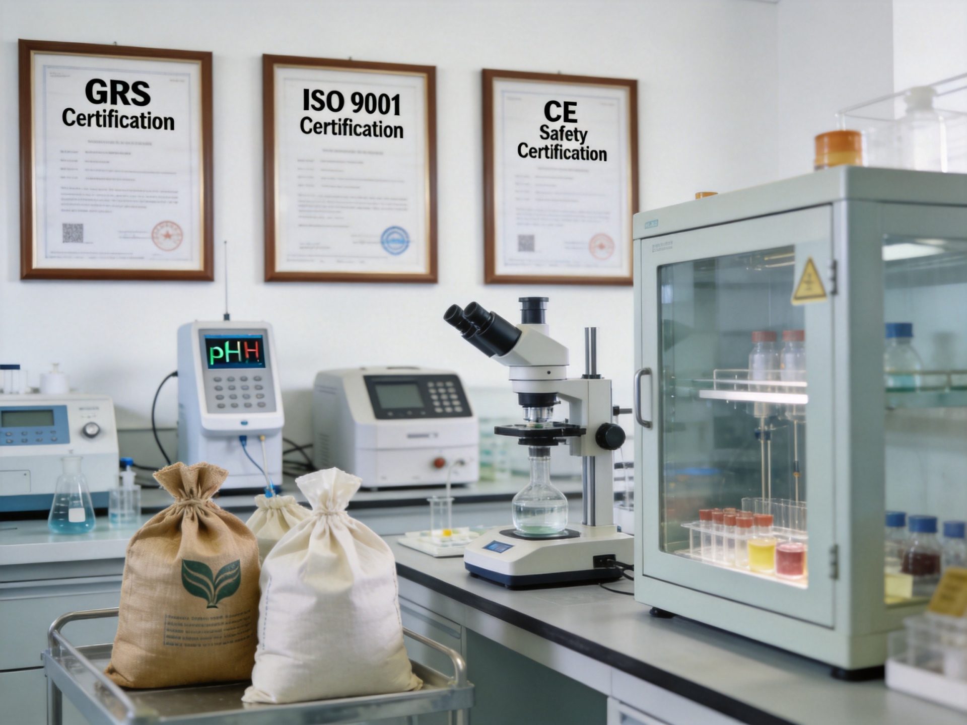 International compliance certificates and lab testing for bag export