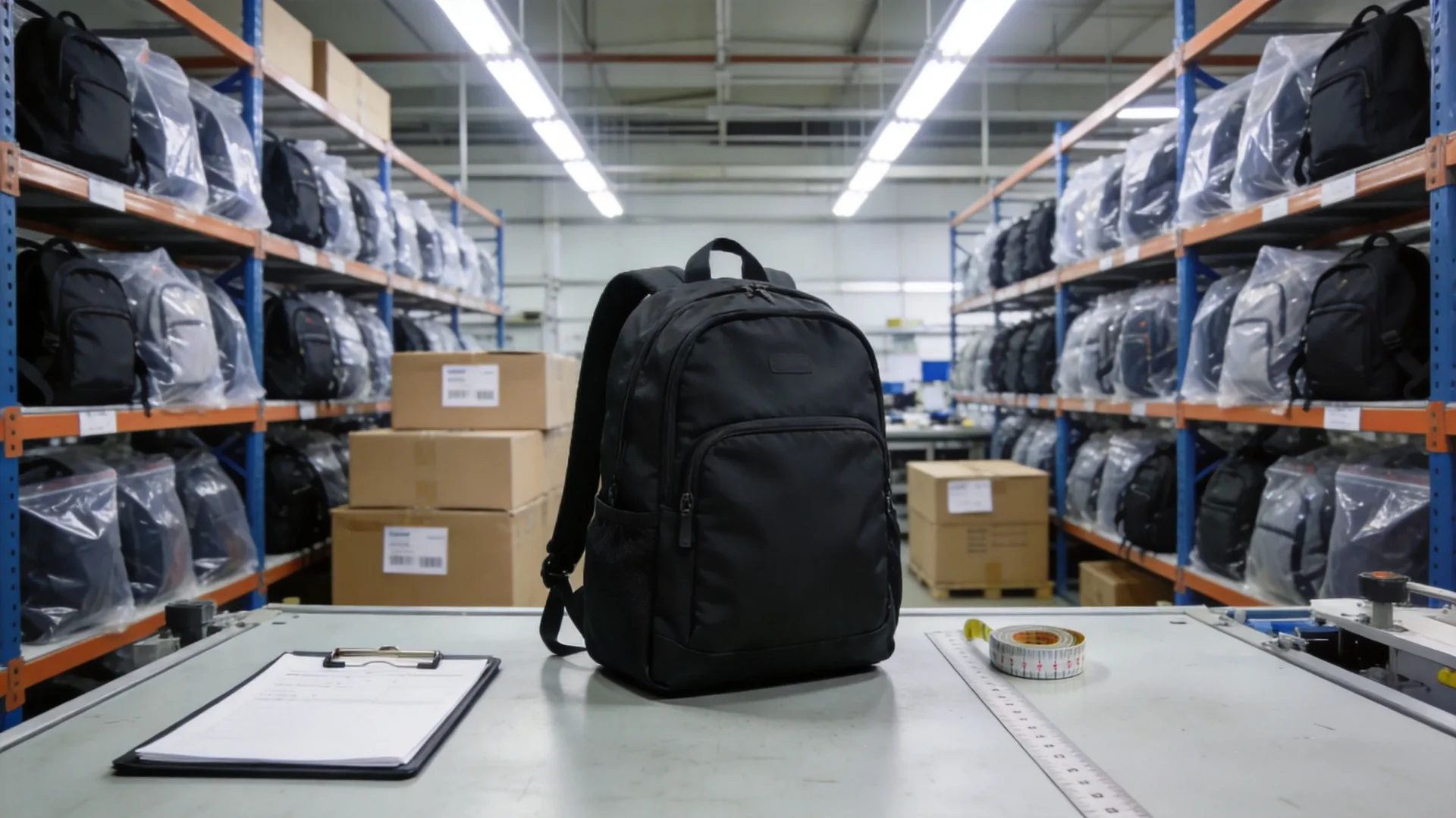 Quality control and bulk production of custom detachable daypack backpacks ready for shipment at Junyuan Bags factory