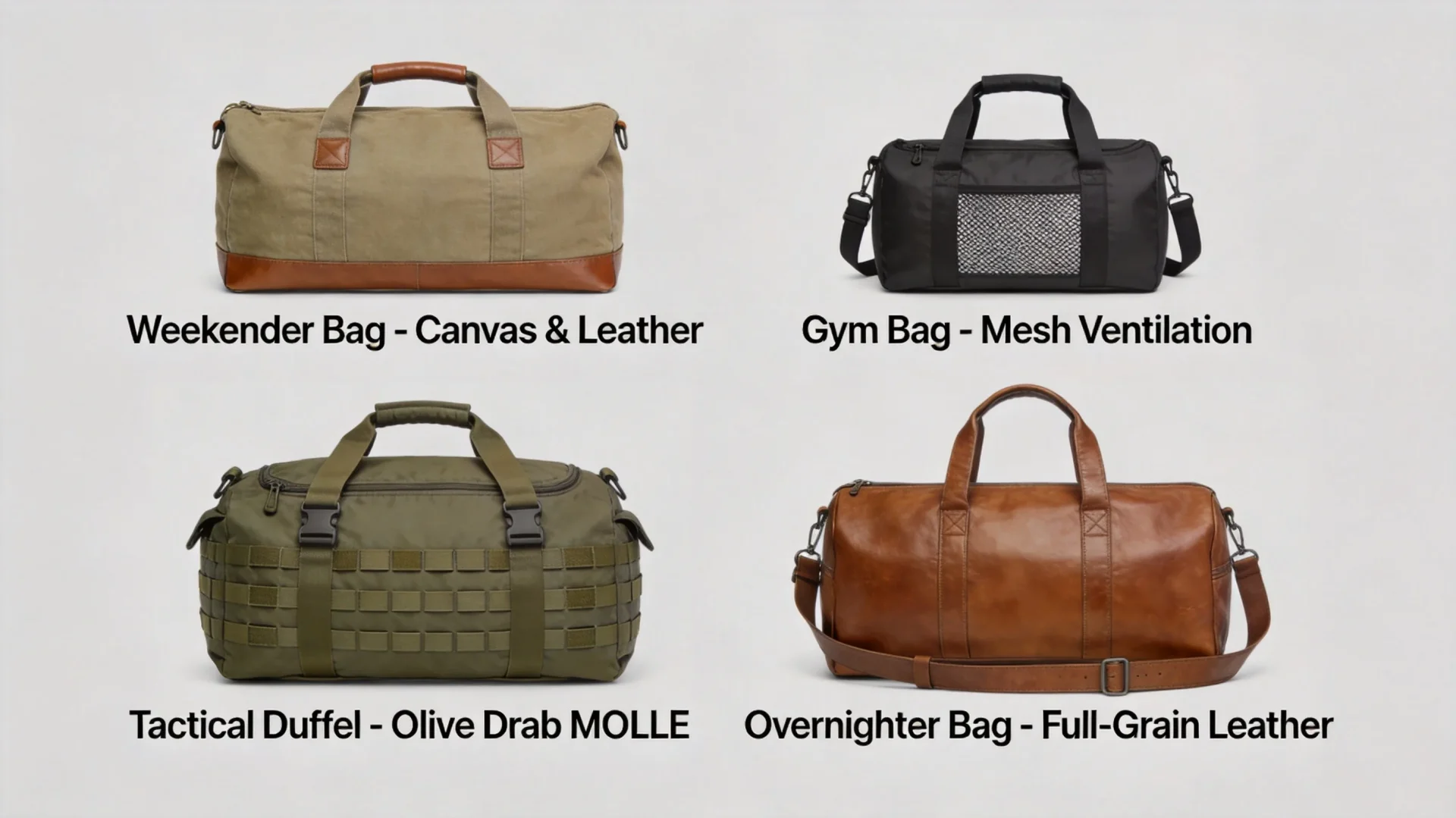 Custom nylon duffel bag with multiple compartments for gym and travel use