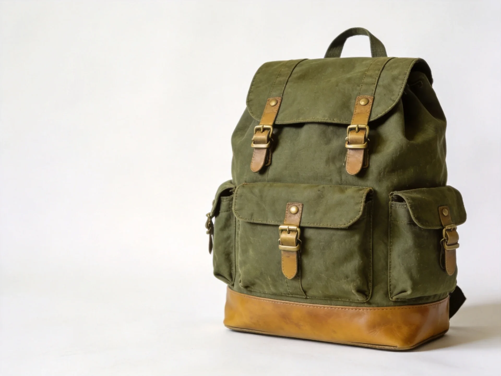 Eastpak heritage canvas backpack with leather accents