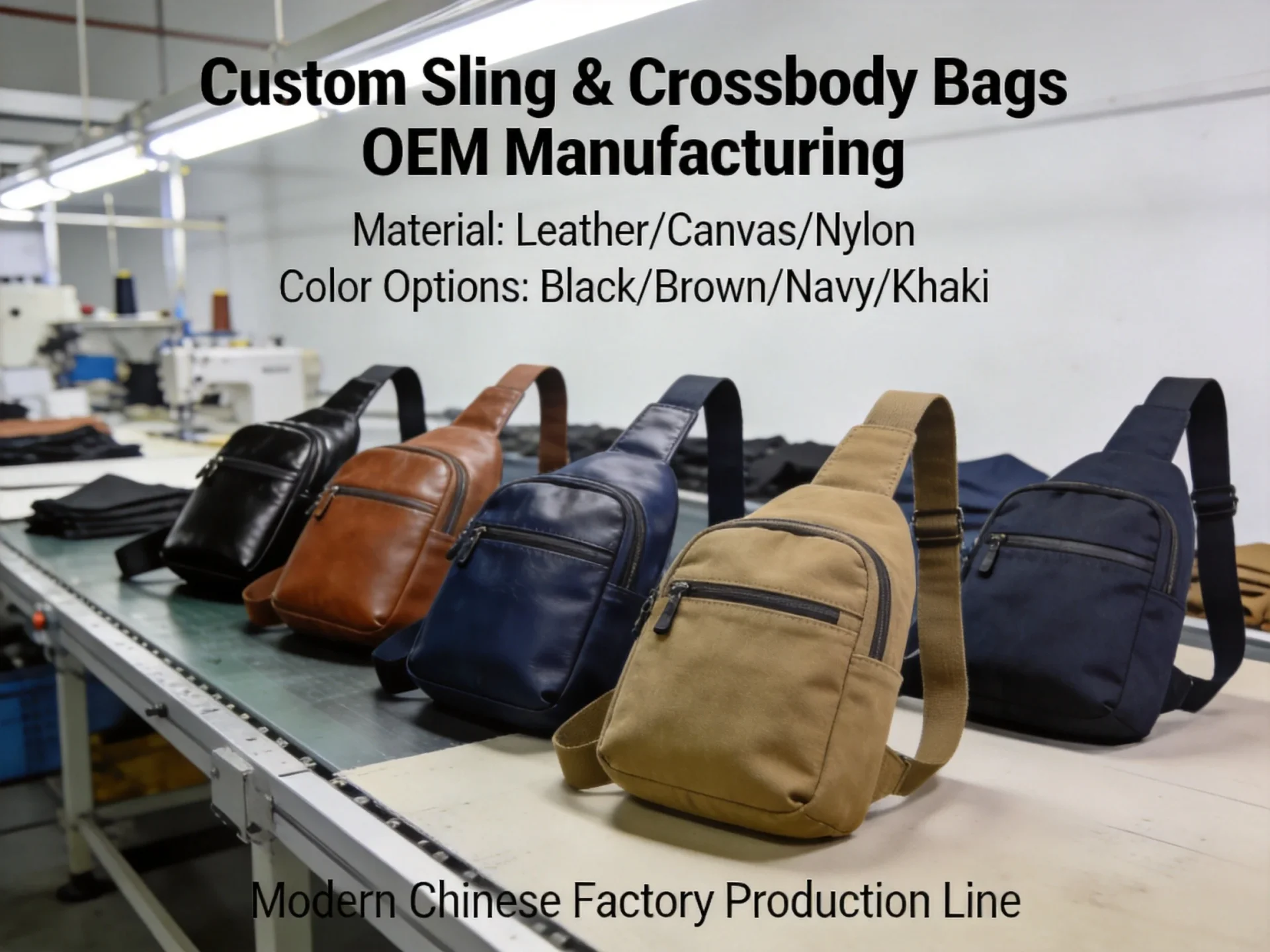 Custom Sling Bag OEM Manufacturing at JUNYUAN Bags Factory in Quanzhou Fujian China