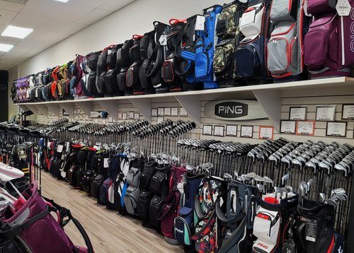 Professional golf bag manufacturer - Junyuan Bags factory showroom with premium golf bags