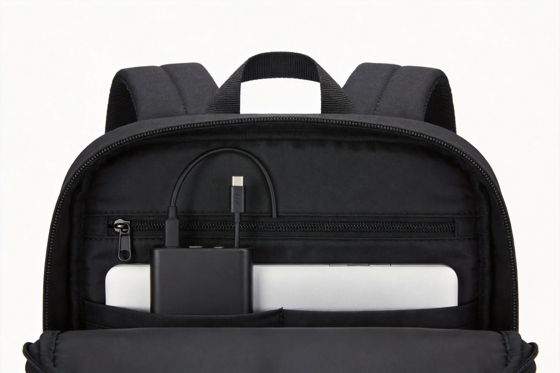 Custom laptop backpack OEM manufacturing - premium business backpack with padded compartments and USB charging port